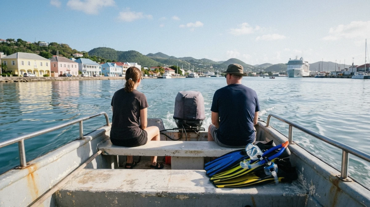 Cruise ship berthed in St John's, Antigua, the starting point for snorkeling in Antigua on a single port day